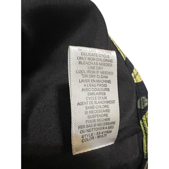 David Brooks Black Tropical Floral Midi Skirt Size 6 A-Line Colorful Green - Picture 9 of 10